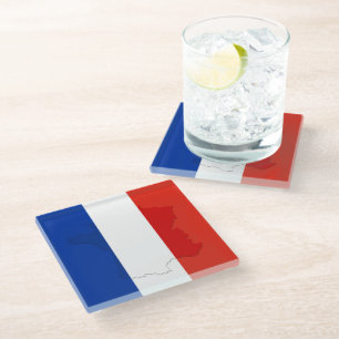 French flag glass coaster