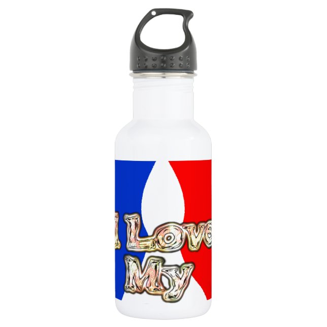 French Flag Hakuna Matata I love My Wife image.png Water Bottle (Front)