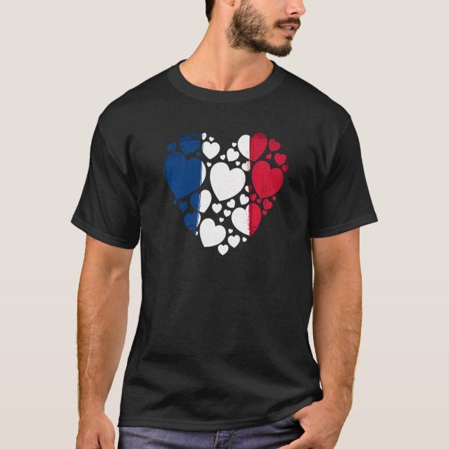 French Flag Heart Idea For Kids & France Flag Heri T-Shirt (Front)