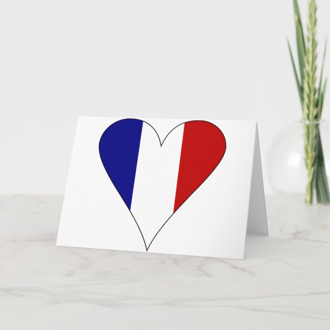 French Flag Heart Modern Card (Front)
