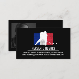 French Flag, Hockey Player, Hockey Coach Photo Business Card