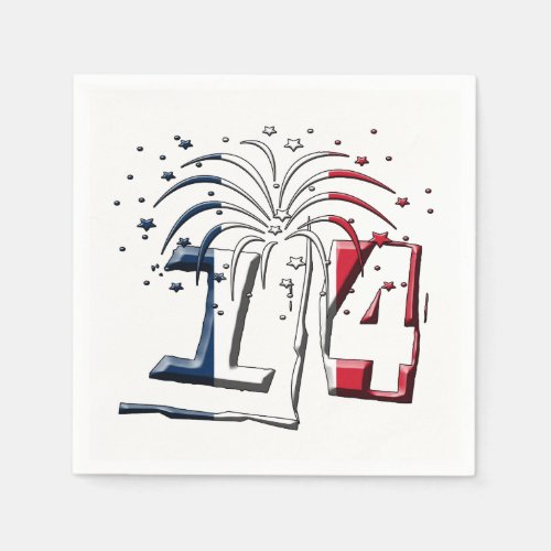 French Flag July 14 Quatorze Juillet Bastille Day Napkins