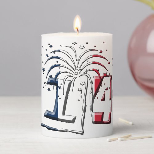 French Flag July 14 Quatorze Juillet Bastille Day Pillar Candle