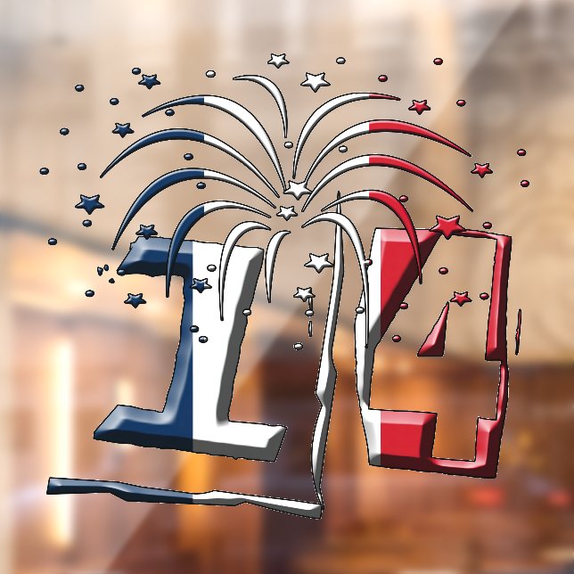 French Flag July 14 Quatorze Juillet Bastille Day Window Cling (Sheet 2)