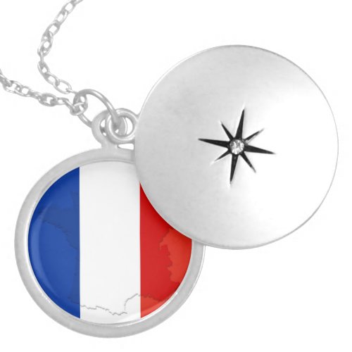 French flag locket necklace