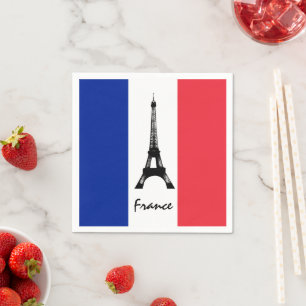 French flag Napkins, Eiffel Tower - France Napkins
