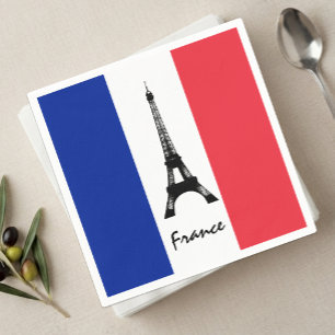 French flag Napkins, Eiffel Tower - France Napkins