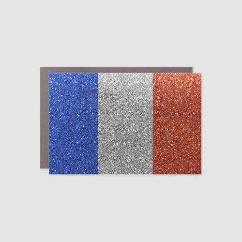 French Flag of France Red White and Blue Glitter Car Magnet