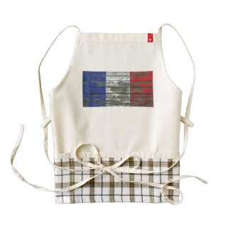 French Flag on Rough Wood Boards Effect Zazzle HEART Apron