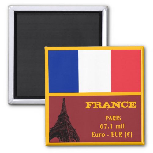 French flag Paris  France travel sports fans Magnet