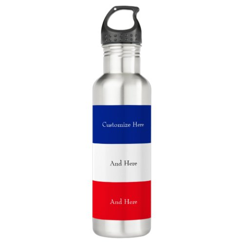 French Flag Patriotic Colors International Travel  Stainless Steel Water Bottle