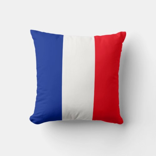 French Flag Patriotic Colors International Travel  Throw Pillow
