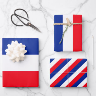 French Flag Patriotic Colors International Travel  Wrapping Paper Sheets