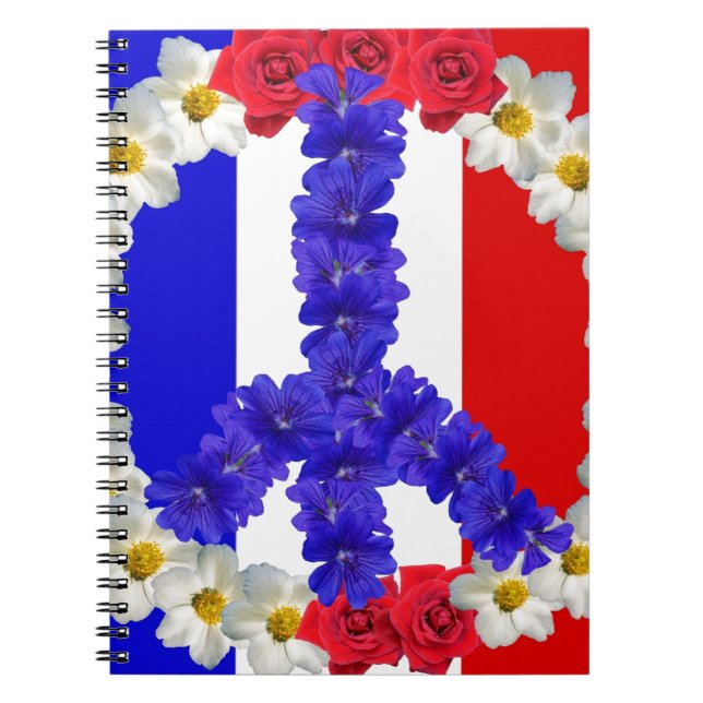 french flag peace sign notebook (Front)
