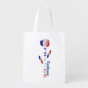 French Flag Rose Personalized Grocery Bag