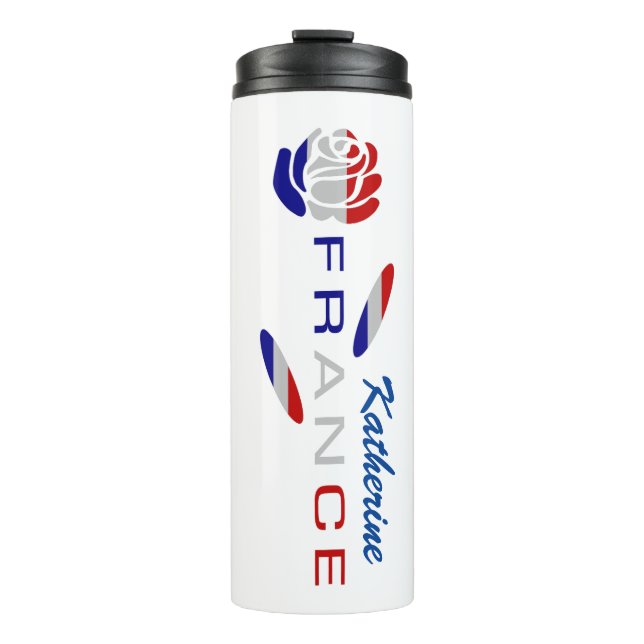 French Flag Rose Personalized Thermal Tumbler (Front)