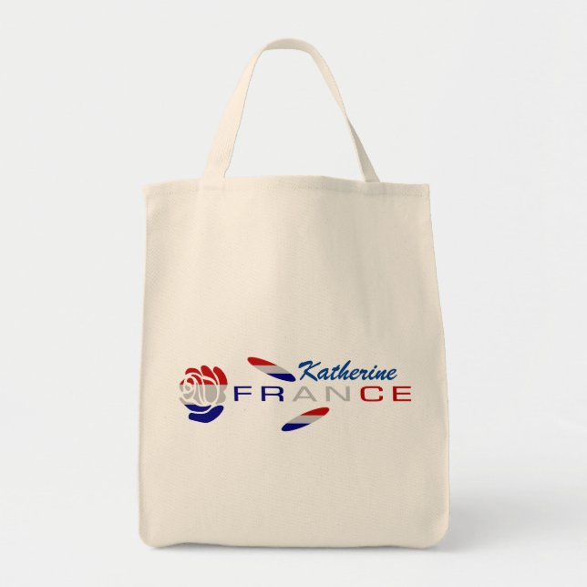 French Flag Rose Personalized  Tote Bag (Front)