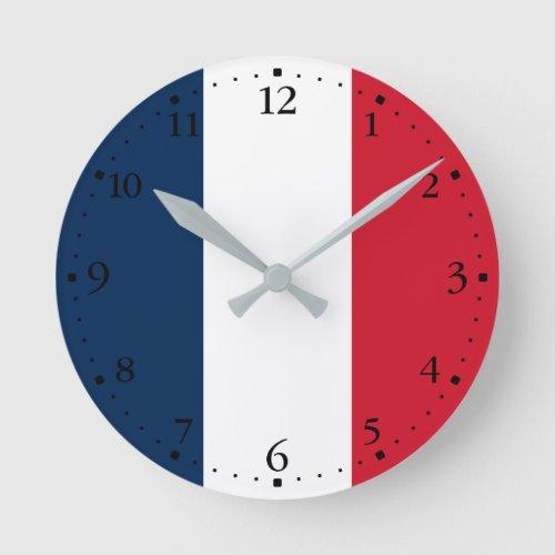 French Flag Round Clock