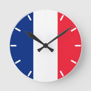 French Flag Round Clock