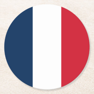 French Flag Round Paper Coaster