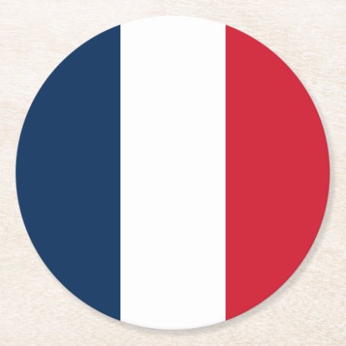 French Flag Round Paper Coaster