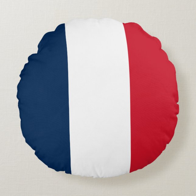 French Flag Round Pillow (Front)