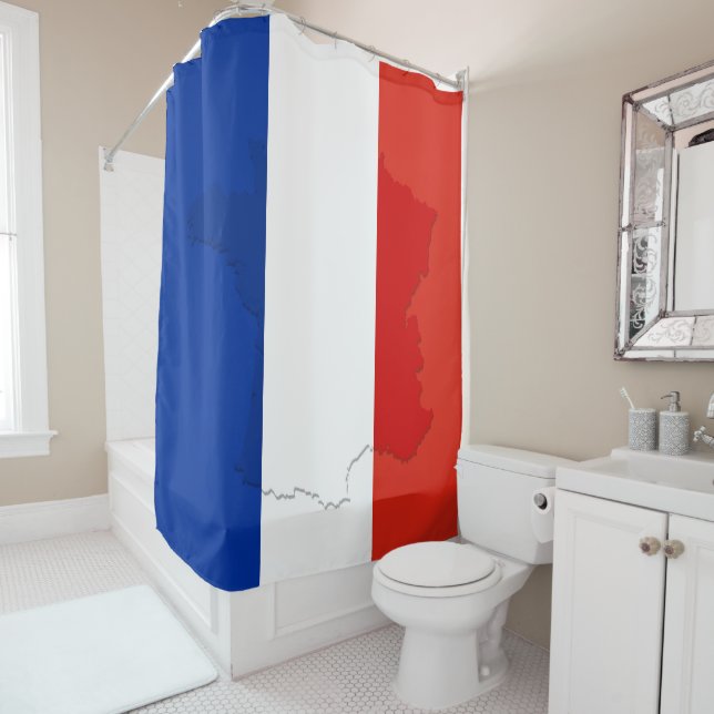 French flag shower curtain (In Situ)