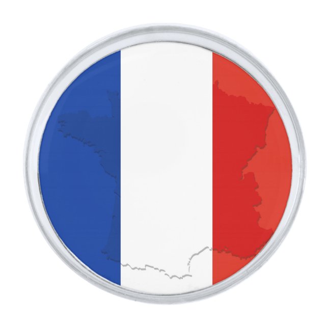 French flag silver finish lapel pin (Front)