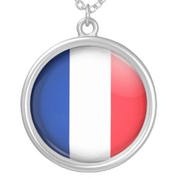 French flag silver plated necklace
