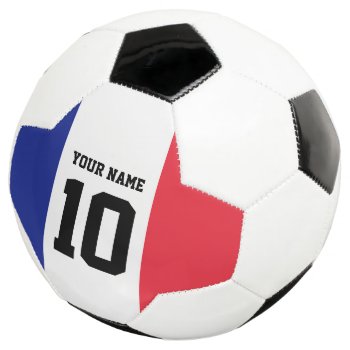 French Flag Soccer Ball With Custom Jersey Number by iprint at Zazzle