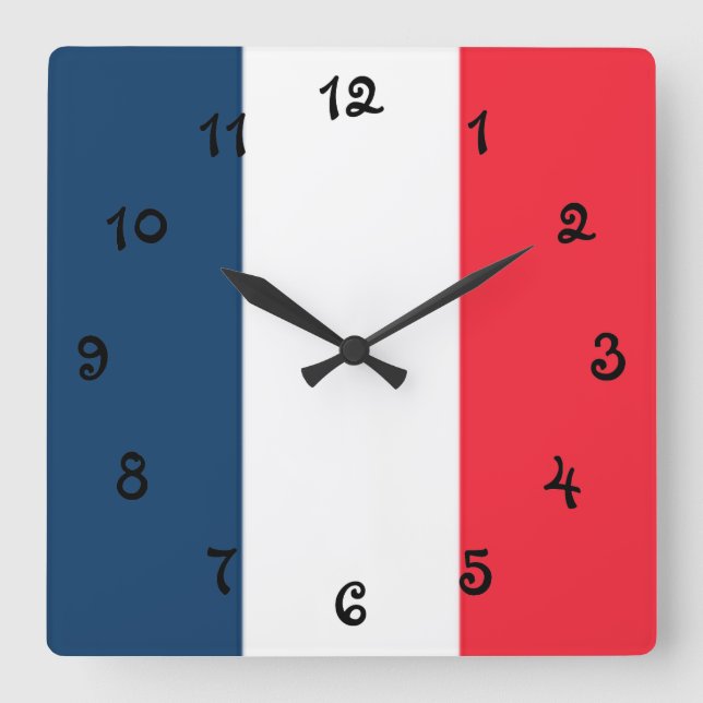 French Flag Square Wall Clock (Front)