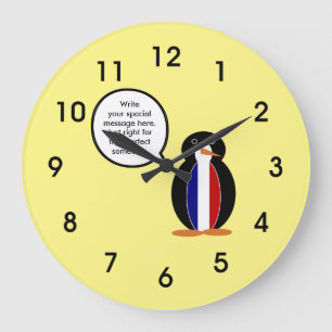 French Flag Talking Ms Penguin Personalized Large Clock