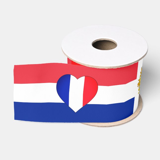 French Flag Tricolor Ribbon, Emblem, Heart, France Grosgrain Ribbon (Spool)