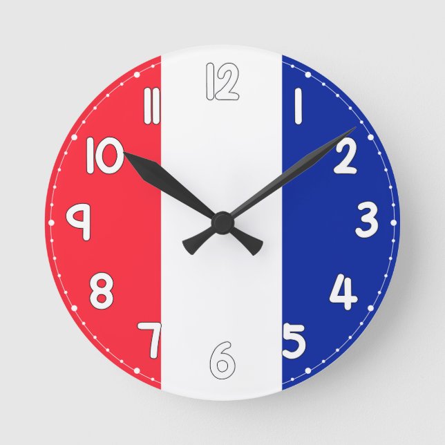 French Flag Wall Clock - Flag of France (Front)