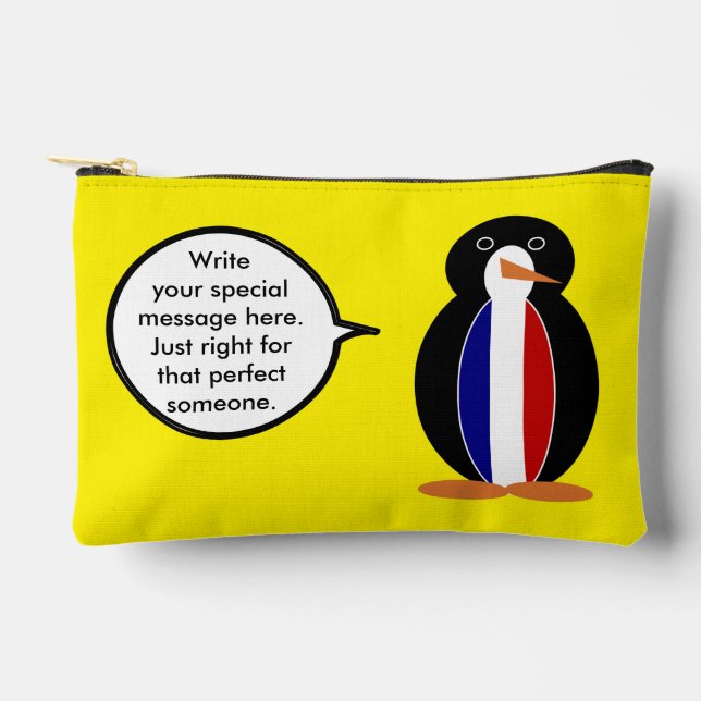 French Flag Wildlife Penguin personalize Gift Accessory Pouch (Front)