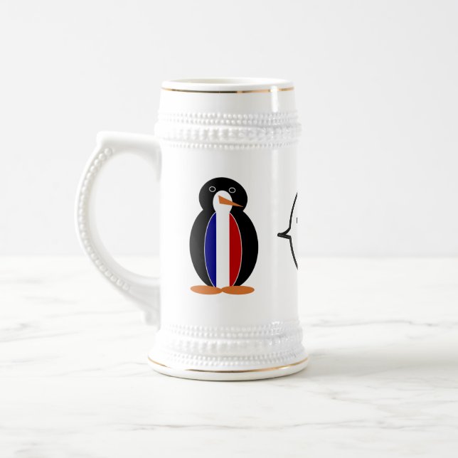 French Flag Wildlife Penguin personalize Gift Beer Stein (Left)