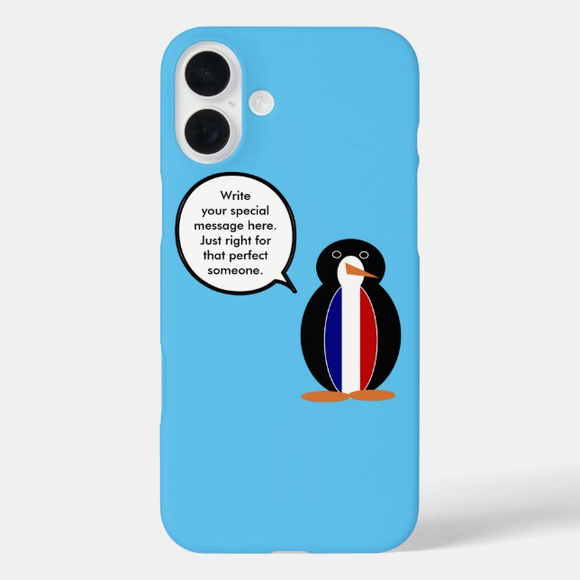 French Flag Wildlife Penguin personalize Gift Case-Mate iPhone Case (Back)