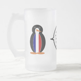 French Flag Wildlife Penguin personalize Gift Frosted Glass Beer Mug