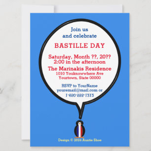 French Flag Wildlife Penguin personalize Gift Invitation