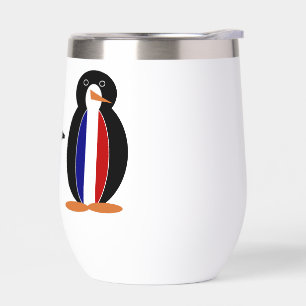 French Flag Wildlife Penguin personalize Gift Thermal Wine Tumbler