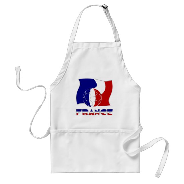 French Flag with Soccer Ball Adult Apron (Front)