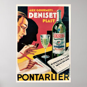 French Flavored Liqueur Ads Art Deco Vintage Poster