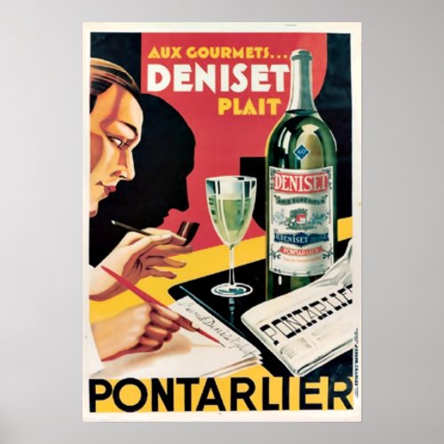 French Flavored Liqueur Ads Art Deco Vintage Poster