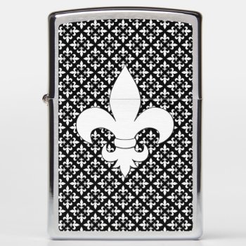 French Fleur De Lis Black And White Pattern Zippo Lighter by CandiCreations at Zazzle