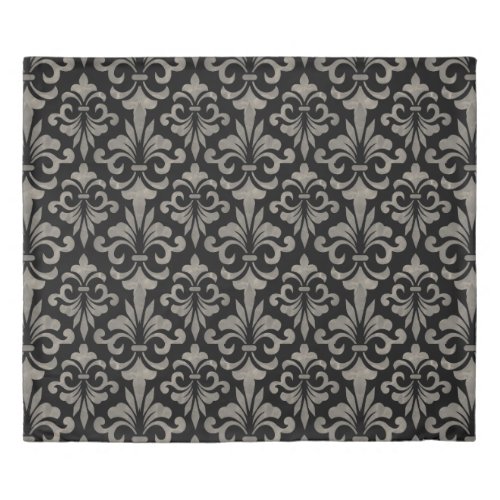 French Fleur de Lis Elegant Vintage Black Royal  Duvet Cover