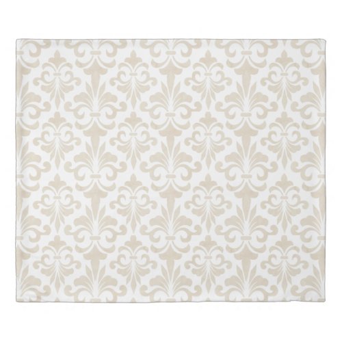 French Fleur de Lis Elegant Vintage Neutral Royal  Duvet Cover