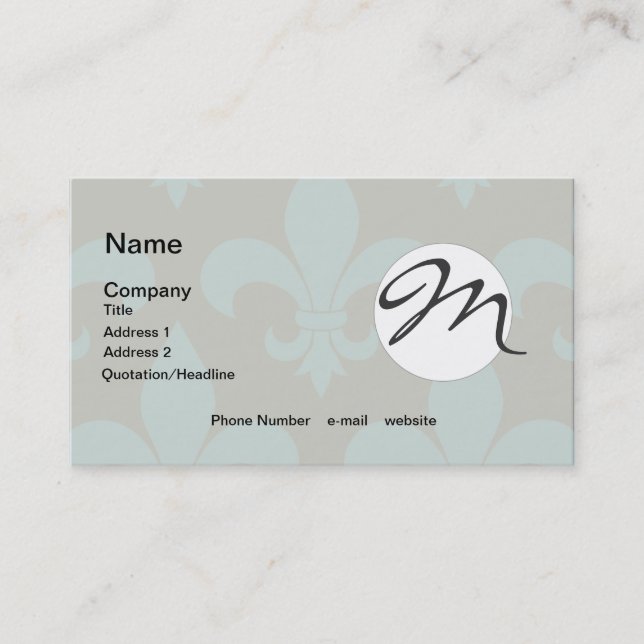 French Fleur de lis Pattern Classic Business Card (Front)