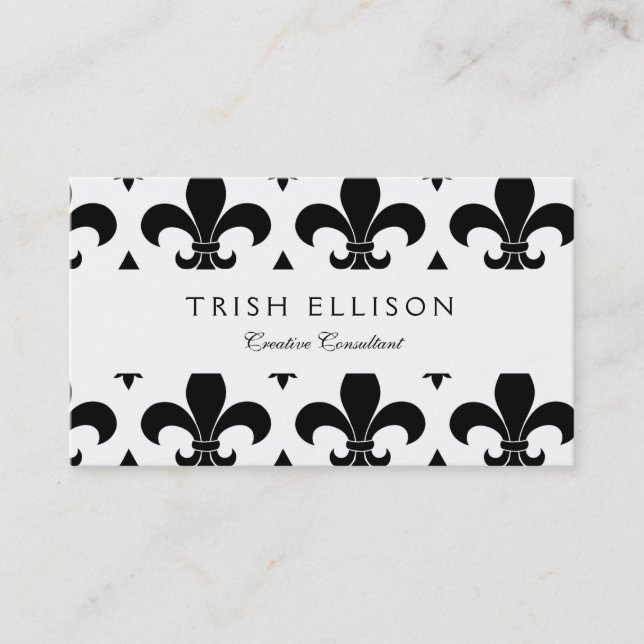 French Fleur de lis Pattern Classic Business Card (Front)