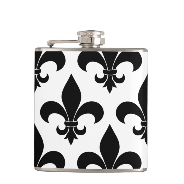 French Fleur de lis Pattern Classic Flask (Front)