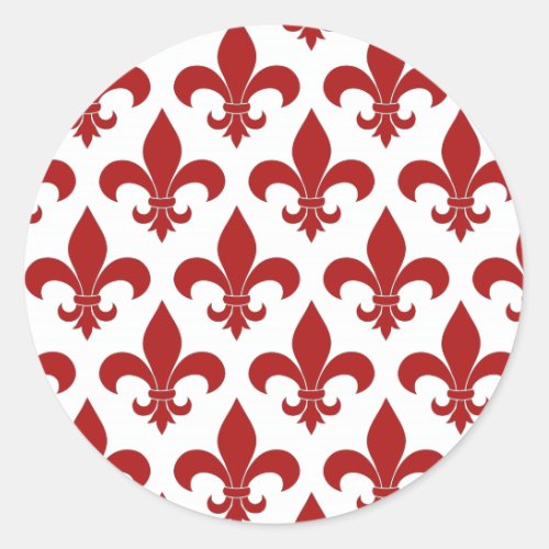 French Fleur de lis Pattern  Classic Round Sticker